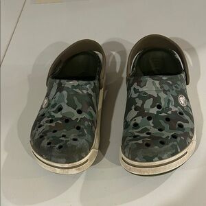 CROCS Kids' Camo Slip-On Clogs in Green and Brown